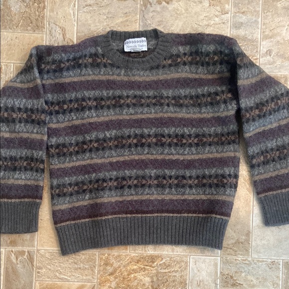 100% wool brown patterned winter Normic Traders sweater - Picture 1 of 5